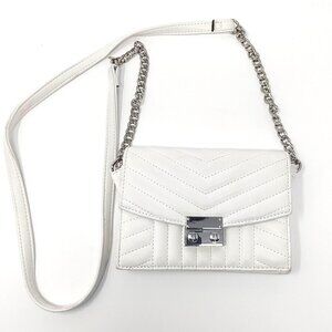 Express Soft Small White Purse with Silver Chain